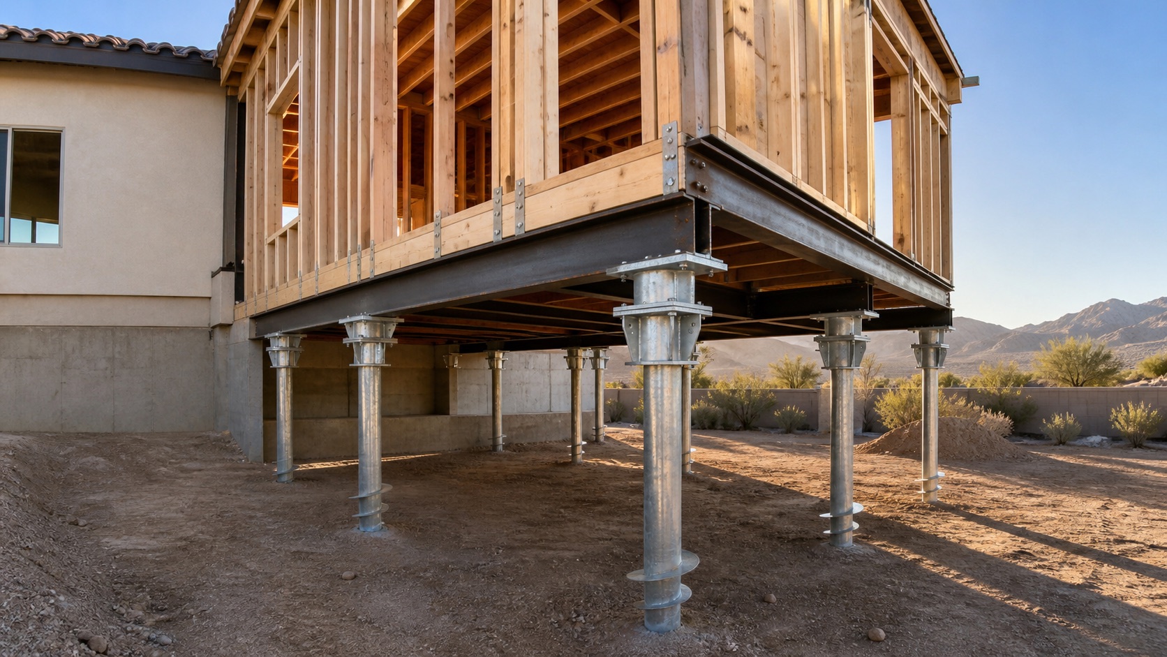 Foundation support for a new structure